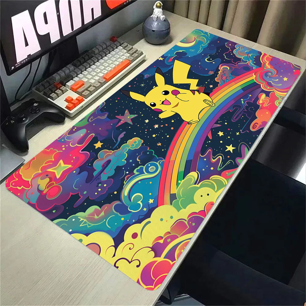 Mouse Pad Grande Alfombrilla de Escritorio Anime Pokémon Playmat Gaming Mouse Pad 900 × 400 XXL Mousepad Speed Computadora y Oficina Gamer Gabinete