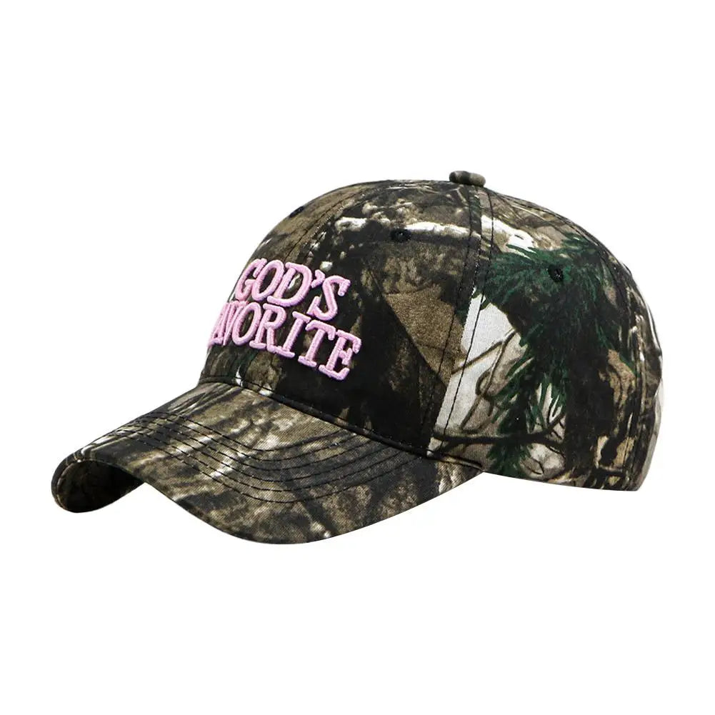 Gorra de béisbol con bordado de letras retro, estilo camuflaje táctico de selva, gorra de visera ajustable para mujer, de circunferencia grande y protección solar