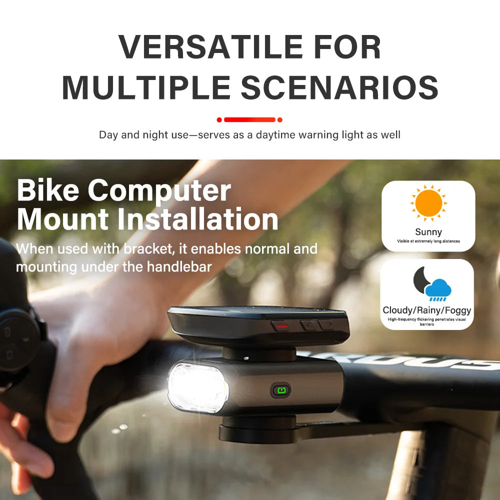 Luz para bicicleta TOWILD BL900 de montaje doble con haz concentrado y amplio (1100 lm), recargable, para seguridad diurna e iluminación nocturna.
