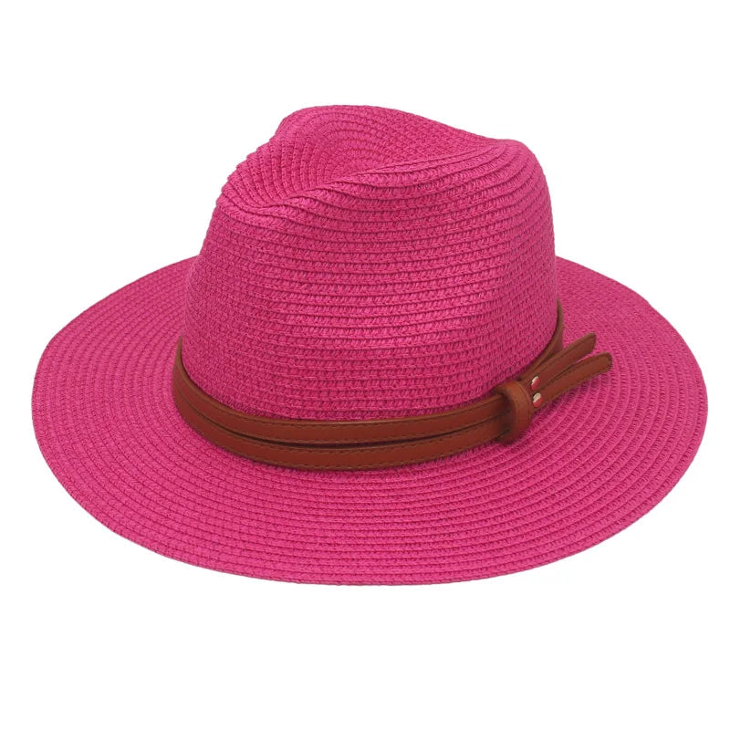 Sombrero de paja de verano, sombrero Panamá, sombrero de paja tejido, regalo, sombrero de jazz transpirable para ocio, sombrero de paja de estilo europeo y americano, gorra de playa.