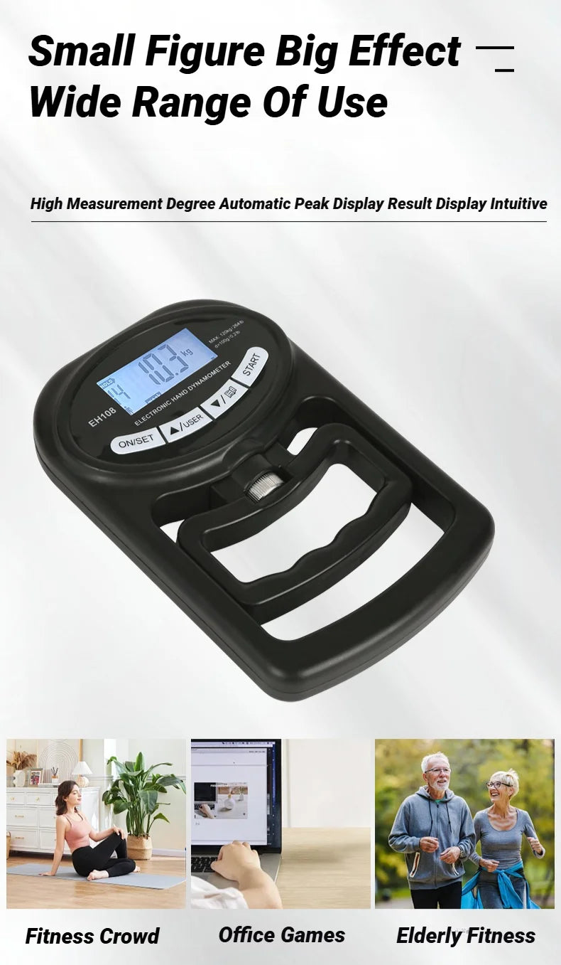 265Lbs/120Kg Grip Strength Meter For Men And Women Tester Digital Hand Dynamometer Training USB LCD Screen
