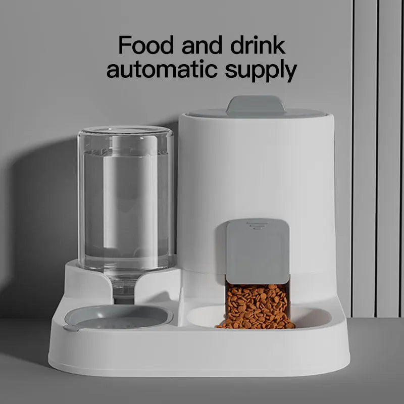 Dispensador de agua y comedero automático por gravedad para gatos, 1 unidad - Diseño de una sola pieza, gran capacidad y a prueba de derrames