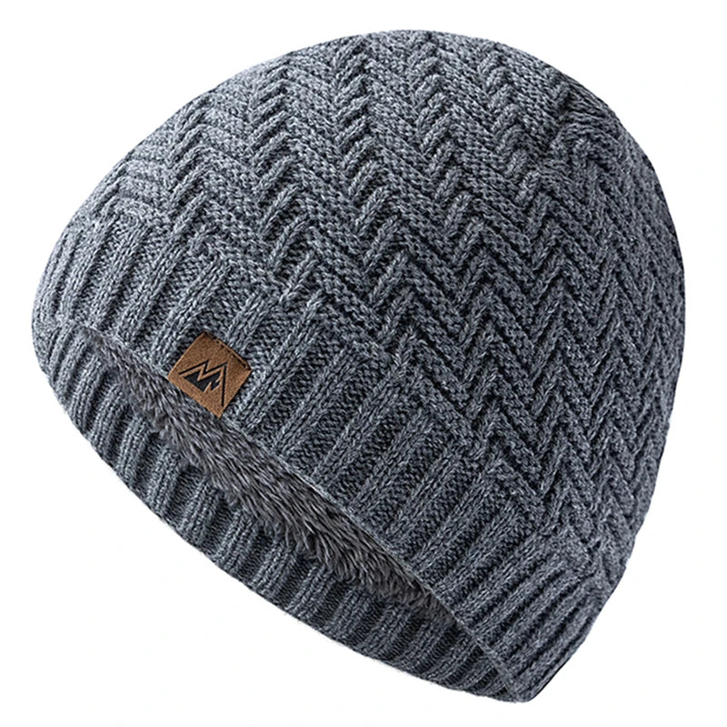 Gorro de invierno unisex con etiqueta, gorro de punto de moda para hombres y mujeres, gorro tipo beanie, gorro deportivo cálido con forro de felpa para exteriores