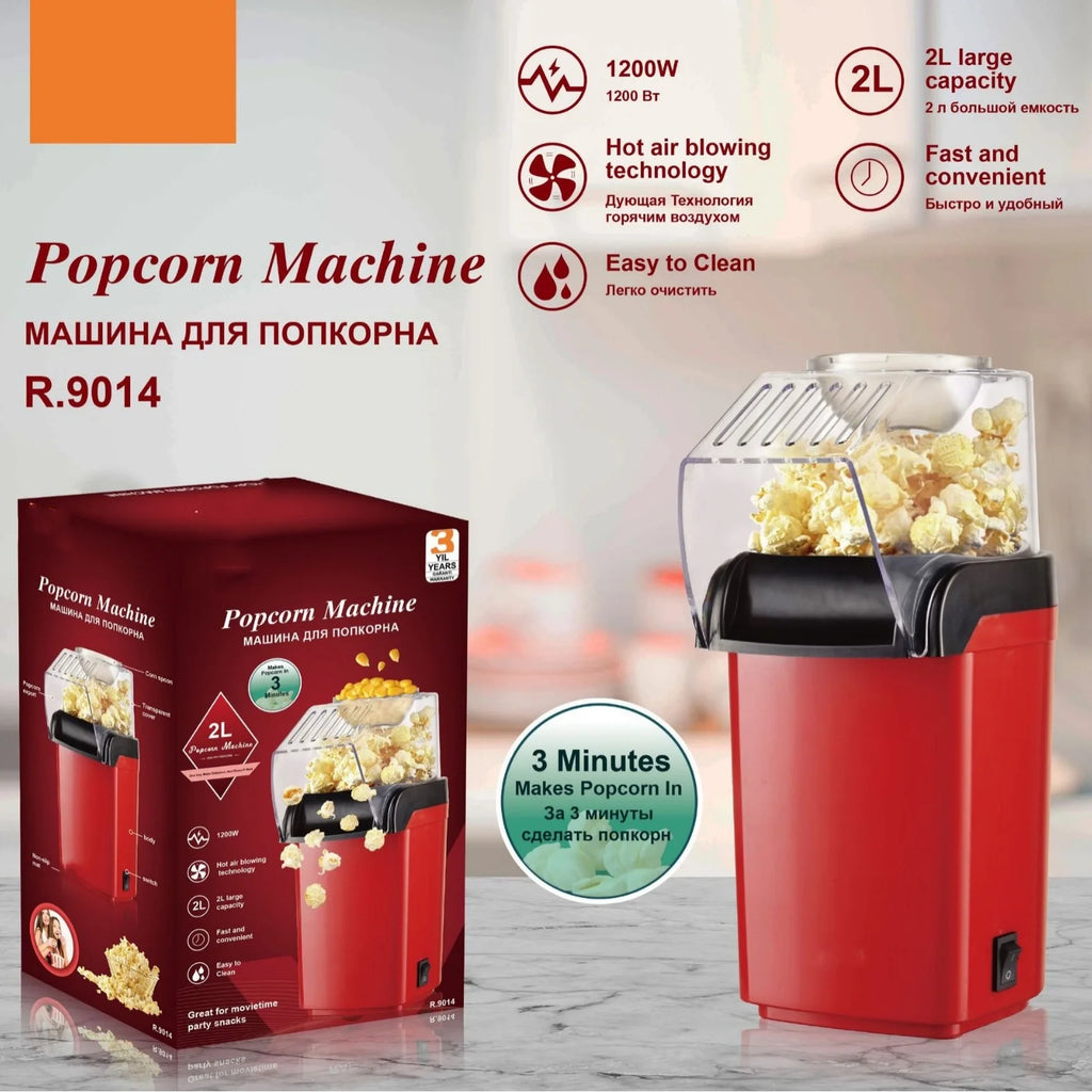 Máquina de Pipocas Mini Elétrica 1200W | Totalmente Automática para Casa 220V