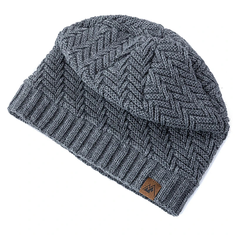 Gorro de invierno unisex con etiqueta, gorro de punto de moda para hombres y mujeres, gorro tipo beanie, gorro deportivo cálido con forro de felpa para exteriores