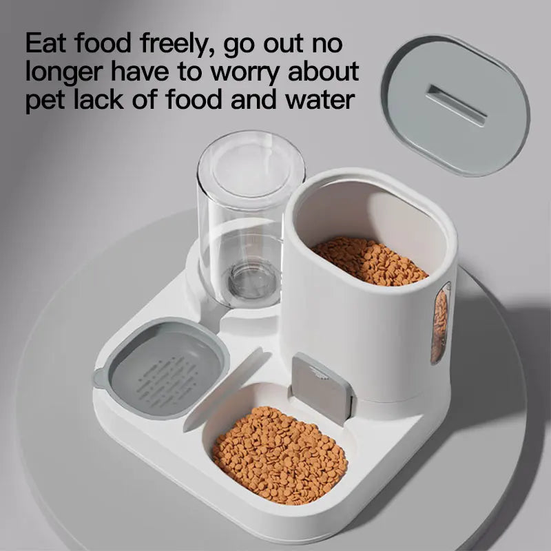 Dispensador de agua y comedero automático por gravedad para gatos, 1 unidad - Diseño de una sola pieza, gran capacidad y a prueba de derrames