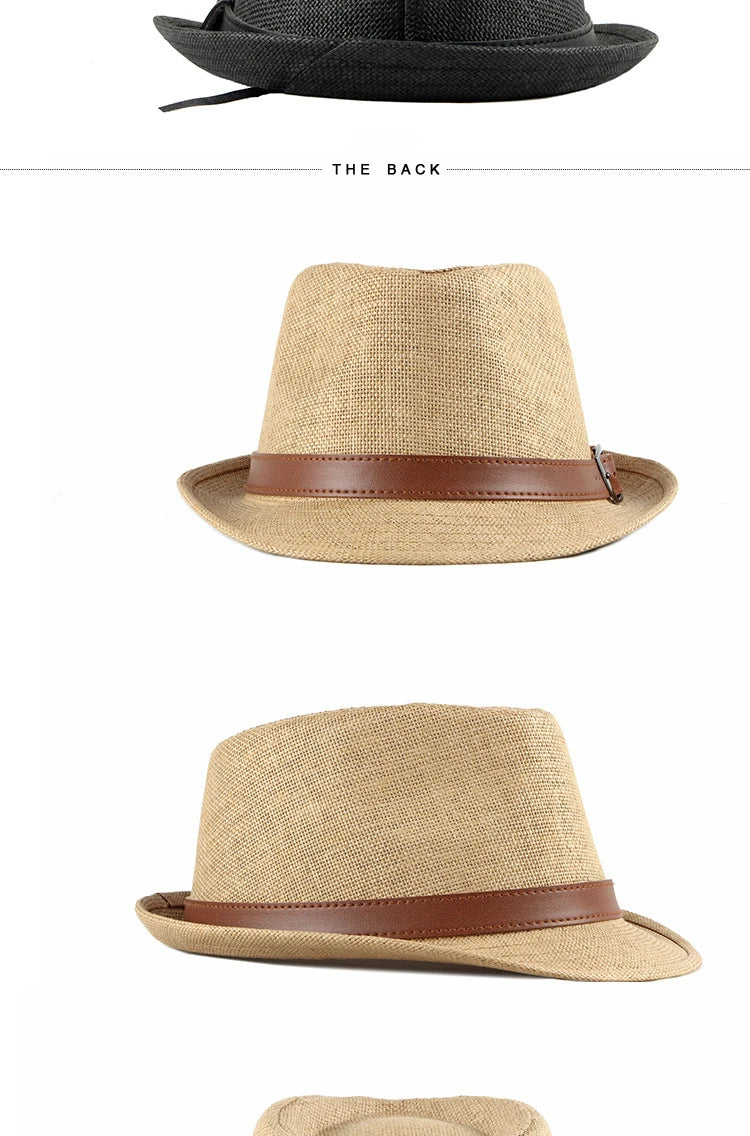 Sombrero de paja de verano para hombre, sombrero de moda coreana para mujer, visera solar, sombrero de jazz retro británico para caballero