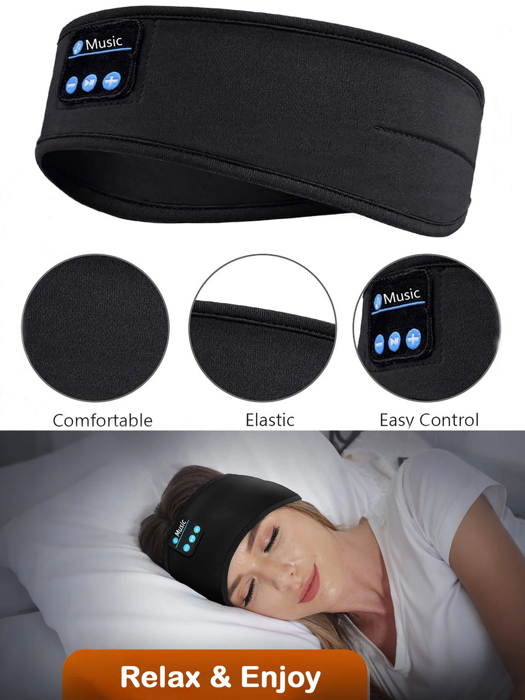 Wireless Sports Headband Headphones with Ultra-Thin HD Stereo Speakers, for Sleeping,Workout,Jogging,Yoga,Insomnia, Air Travel