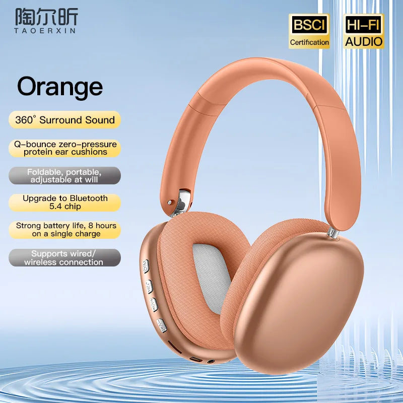 Bluetooth Headphones Over Ear Wireless Headset HiFi Music Gaming Comfortable Mic for iPhone Android PC Travel Sports Gift Unisex