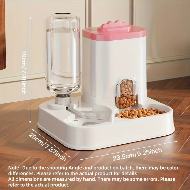 Dispensador de agua y comedero automático por gravedad para gatos, 1 unidad - Diseño de una sola pieza, gran capacidad y a prueba de derrames