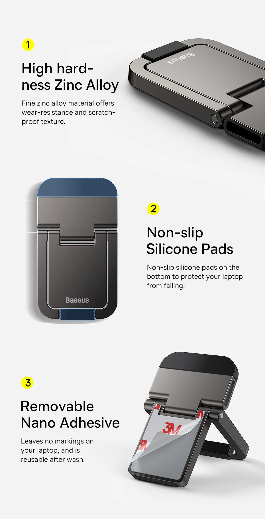 Soporte plegable para portátil Baseus, soporte para teclado de ordenador, mini soportes portátiles para portátil, soporte de aluminio para Macbook y portátiles Xiaomi