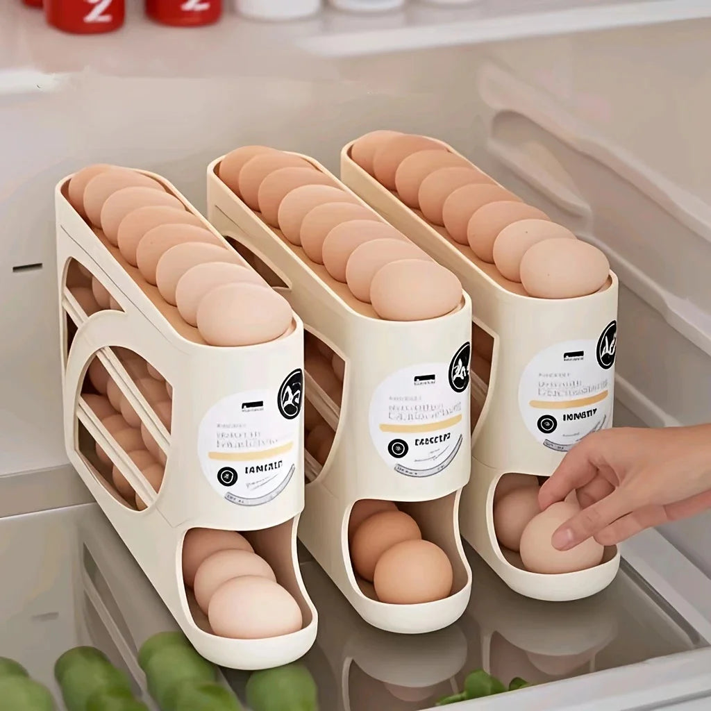 Organizador de huevos de 3 niveles para refrigerador, capacidad para 24 huevos, estante de almacenamiento y caja organizadora de gran capacidad para cocina y nevera