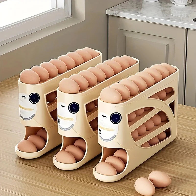 Organizador de huevos de 3 niveles para refrigerador, capacidad para 24 huevos, estante de almacenamiento y caja organizadora de gran capacidad para cocina y nevera