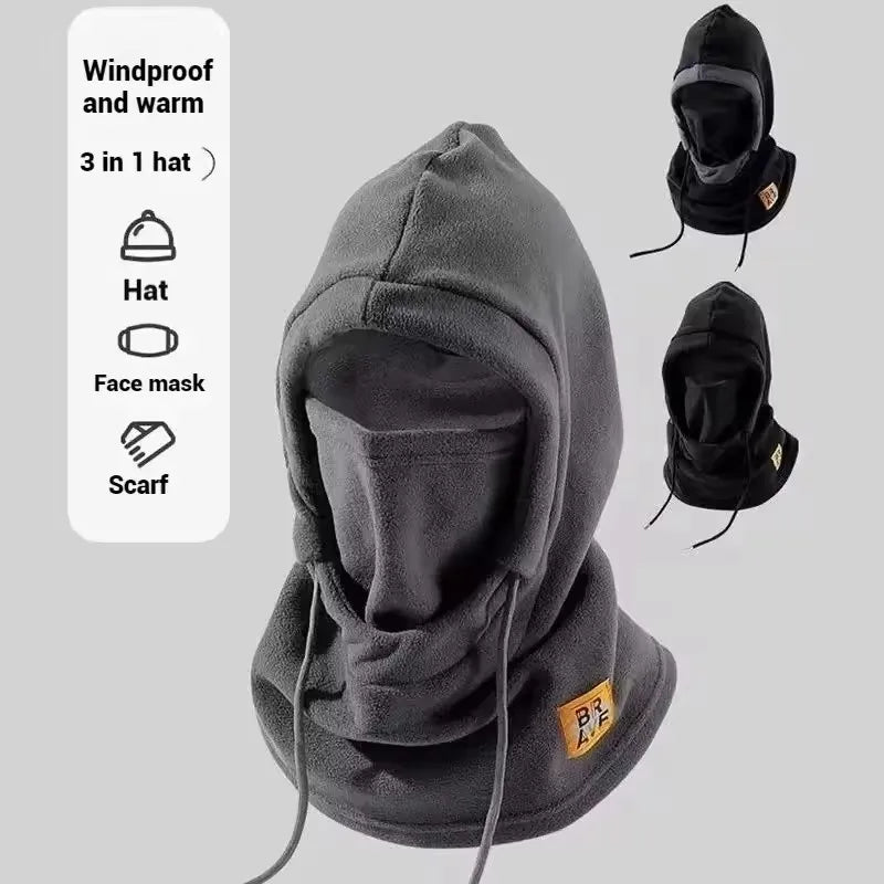 Gorro térmico de invierno con máscara y calentador de cuello, pasamontañas 3 en 1 a prueba de viento para hombres y mujeres, gorro con máscara para ciclismo y protección contra el frío
