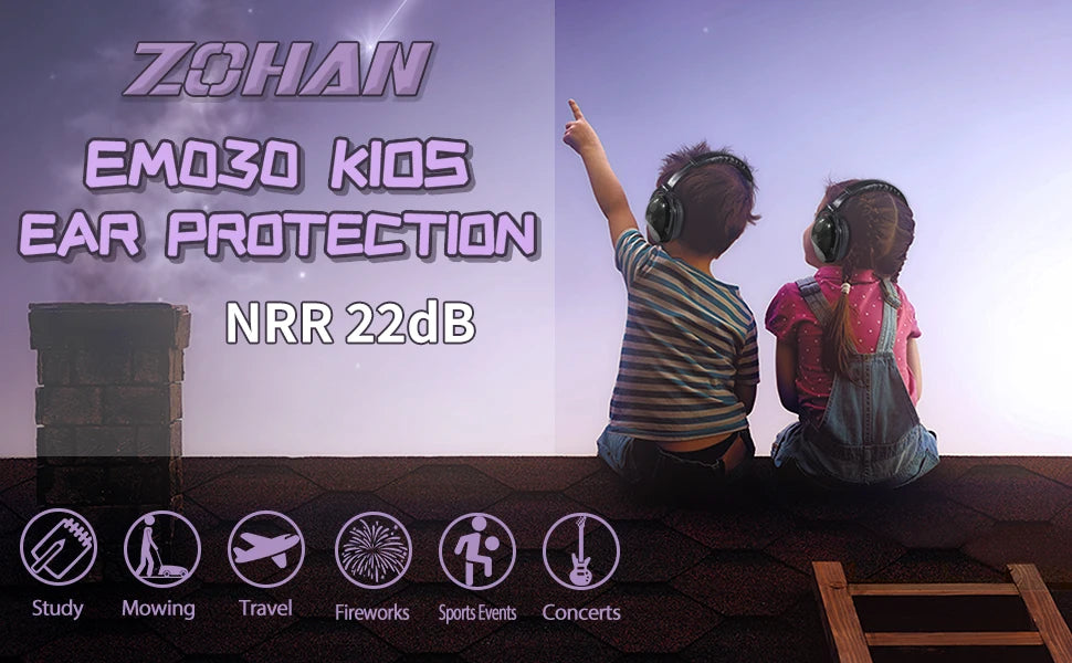 ZOHAN Kids Noise Reducing Earmuff Safety Hearing Protection Headphone for Autism Children Foldable EarCups Passive Defender 25dB
