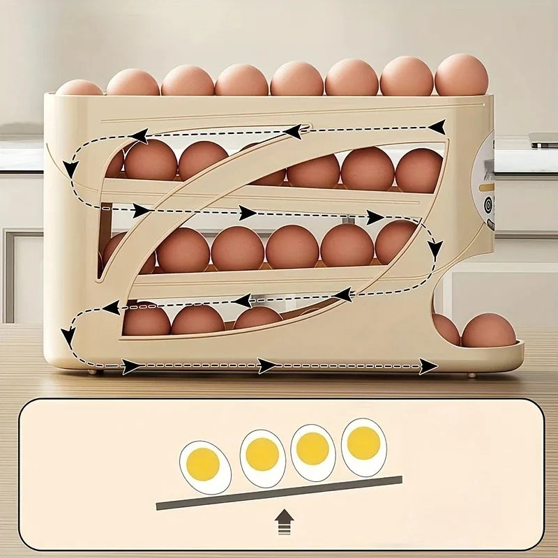 Organizador de huevos de 3 niveles para refrigerador, capacidad para 24 huevos, estante de almacenamiento y caja organizadora de gran capacidad para cocina y nevera