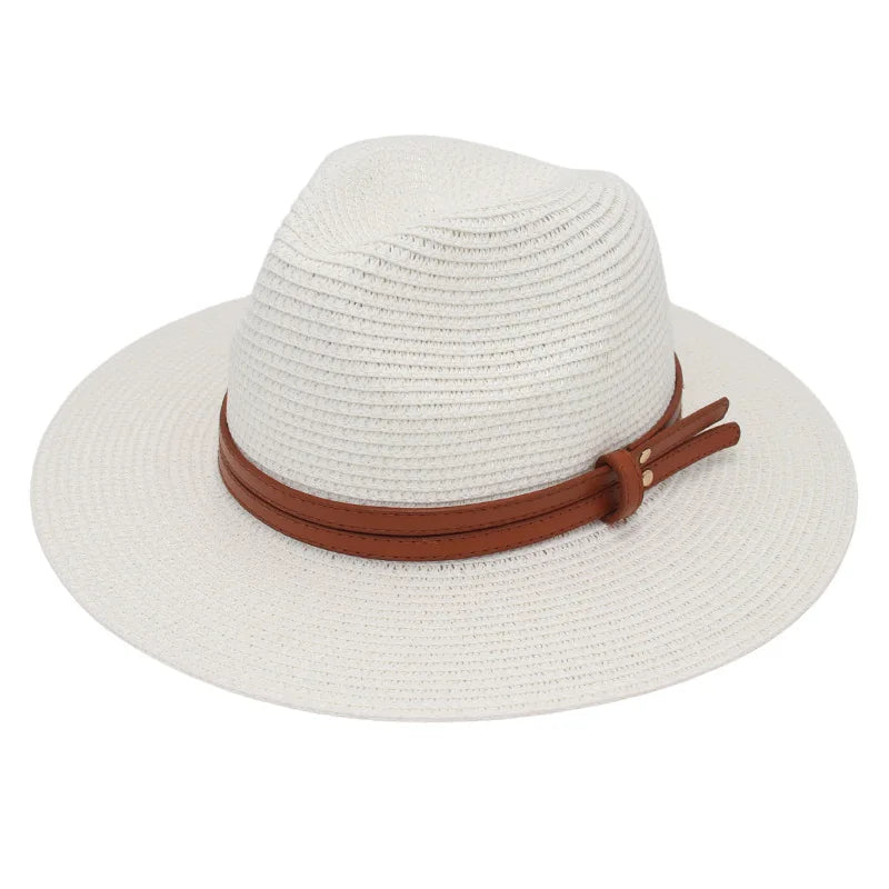 Sombrero de paja de verano, sombrero Panamá, sombrero de paja tejido, regalo, sombrero de jazz transpirable para ocio, sombrero de paja de estilo europeo y americano, gorra de playa.