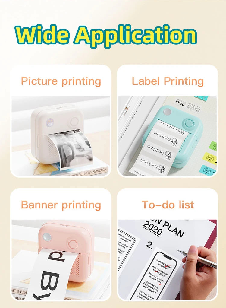 Papel adhesivo térmico para impresora portátil Dolewa D3, minipresora de etiquetas, impresora para imprimir errores y fotos.