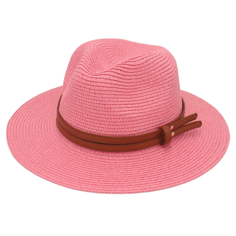 Sombrero de paja de verano, sombrero Panamá, sombrero de paja tejido, regalo, sombrero de jazz transpirable para ocio, sombrero de paja de estilo europeo y americano, gorra de playa.