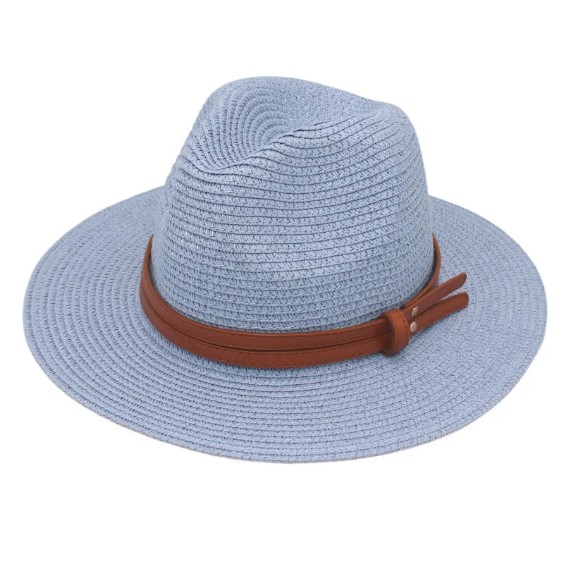 Sombrero de paja de verano, sombrero Panamá, sombrero de paja tejido, regalo, sombrero de jazz transpirable para ocio, sombrero de paja de estilo europeo y americano, gorra de playa.