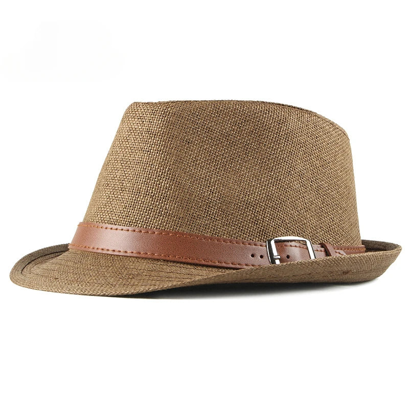 Sombrero de paja de verano para hombre, sombrero de moda coreana para mujer, visera solar, sombrero de jazz retro británico para caballero