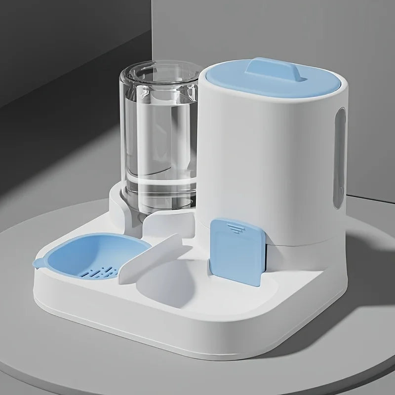 Dispensador de agua y comedero automático por gravedad para gatos, 1 unidad - Diseño de una sola pieza, gran capacidad y a prueba de derrames