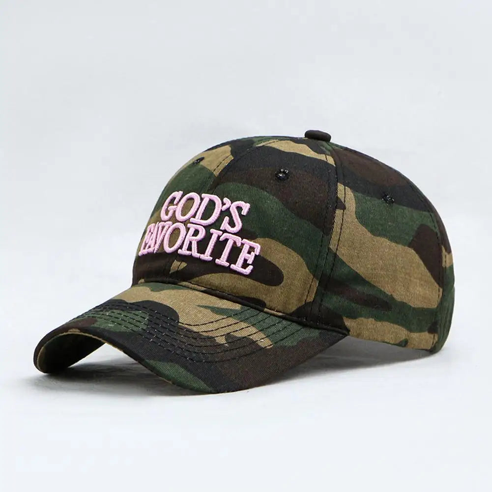 Gorra de béisbol con bordado de letras retro, estilo camuflaje táctico de selva, gorra de visera ajustable para mujer, de circunferencia grande y protección solar