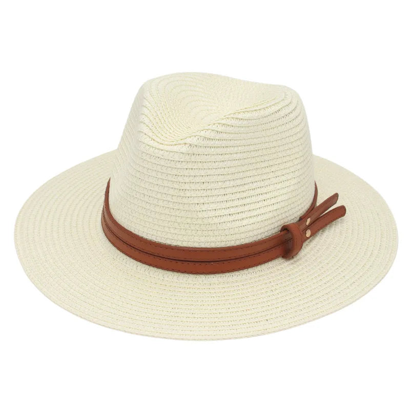 Sombrero de paja de verano, sombrero Panamá, sombrero de paja tejido, regalo, sombrero de jazz transpirable para ocio, sombrero de paja de estilo europeo y americano, gorra de playa.