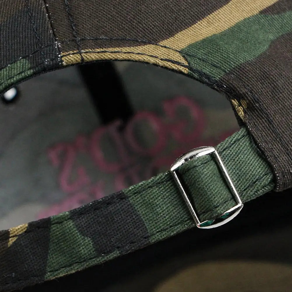 Gorra de béisbol con bordado de letras retro, estilo camuflaje táctico de selva, gorra de visera ajustable para mujer, de circunferencia grande y protección solar