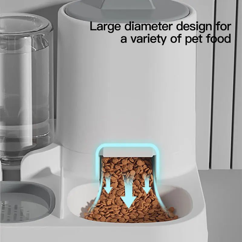 Dispensador de agua y comedero automático por gravedad para gatos, 1 unidad - Diseño de una sola pieza, gran capacidad y a prueba de derrames