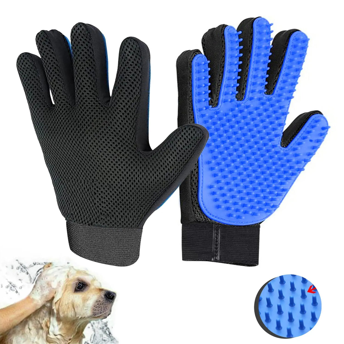 Guante quitapelos para perros y gatos | Masaje, limpieza y cepillado 6 colores