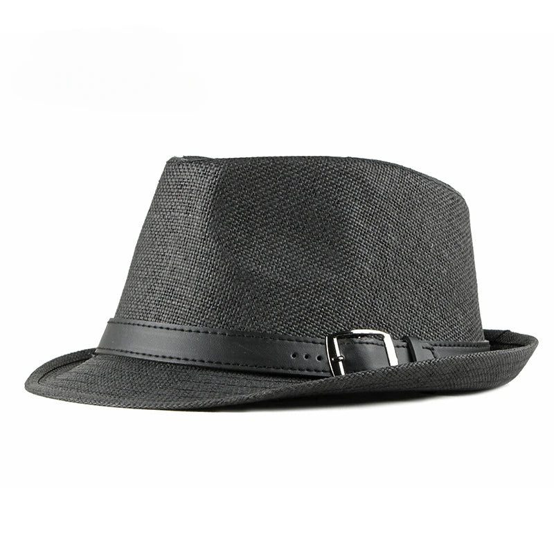Sombrero de paja de verano para hombre, sombrero de moda coreana para mujer, visera solar, sombrero de jazz retro británico para caballero