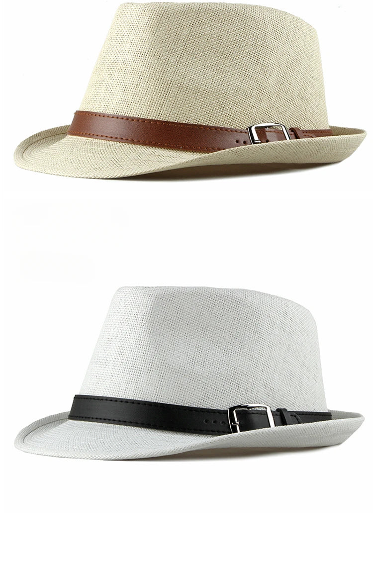 Sombrero de paja de verano para hombre, sombrero de moda coreana para mujer, visera solar, sombrero de jazz retro británico para caballero