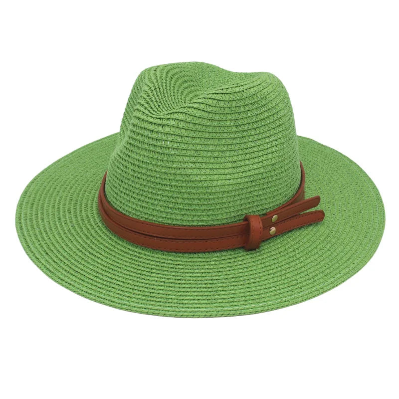 Sombrero de paja de verano, sombrero Panamá, sombrero de paja tejido, regalo, sombrero de jazz transpirable para ocio, sombrero de paja de estilo europeo y americano, gorra de playa.