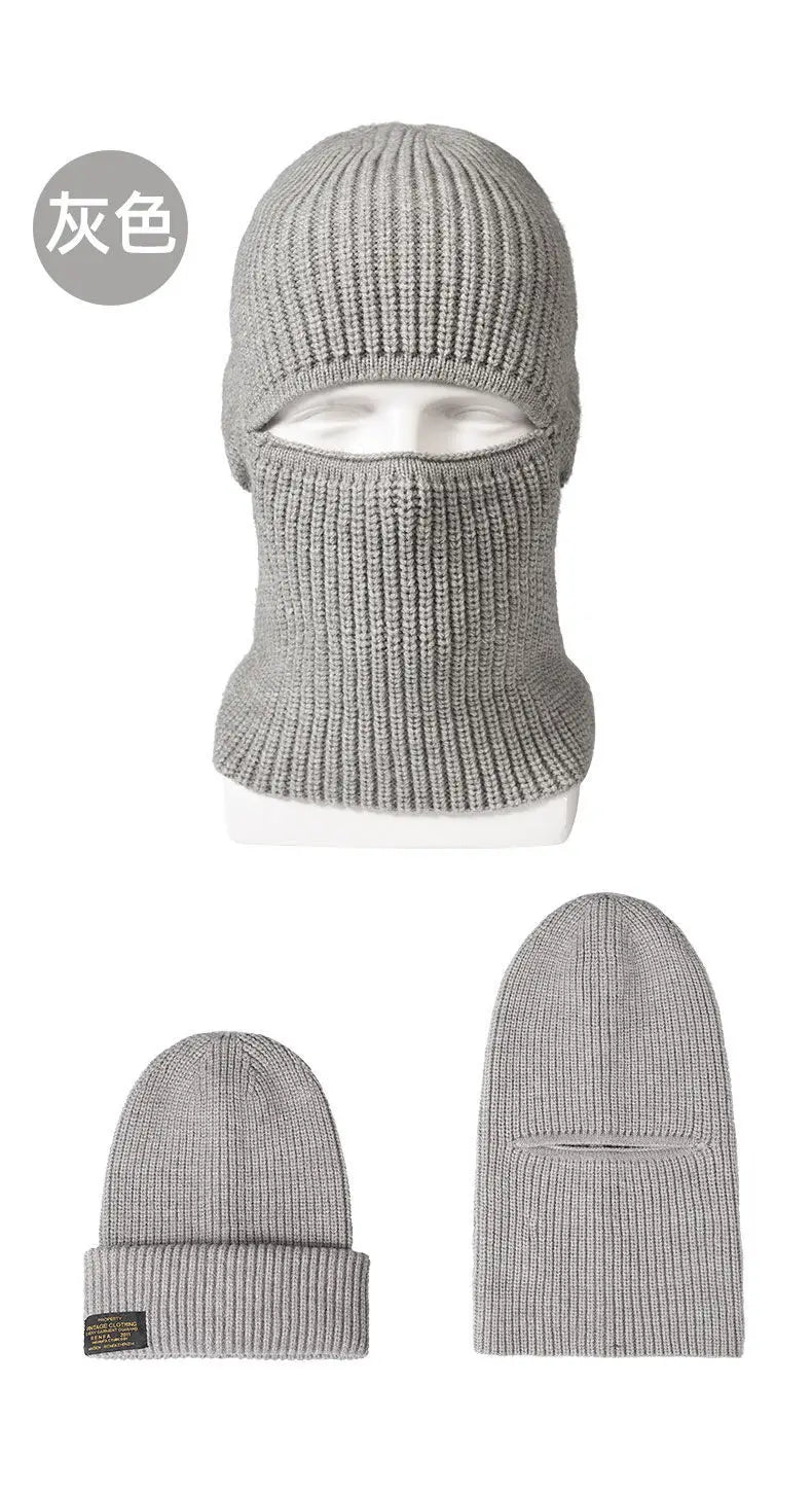 Gorro pasamontañas 2 en 1 de invierno, tejido y cálido, a prueba de viento, cubrecara completo, para esquí, ciclismo, táctico y orejeras.