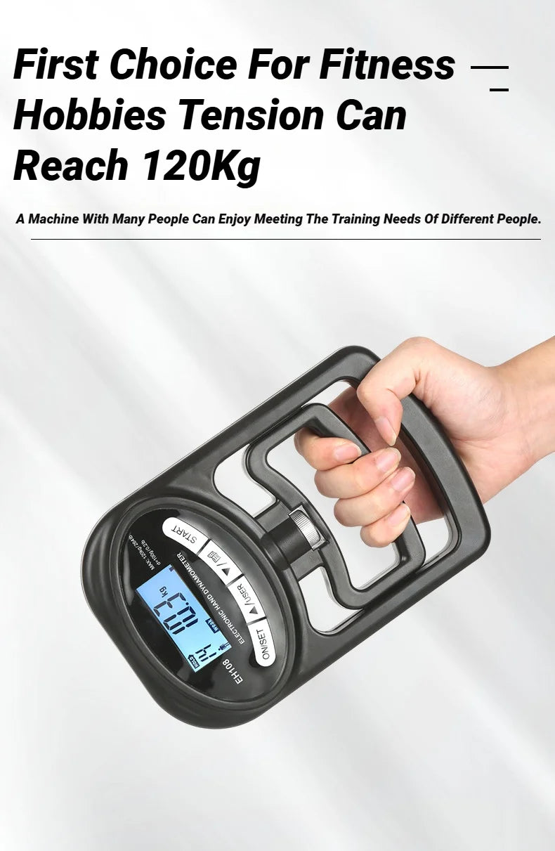 265Lbs/120Kg Grip Strength Meter For Men And Women Tester Digital Hand Dynamometer Training USB LCD Screen