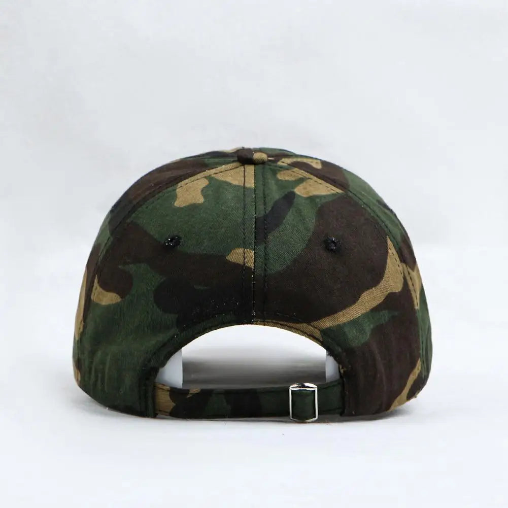 Gorra de béisbol con bordado de letras retro, estilo camuflaje táctico de selva, gorra de visera ajustable para mujer, de circunferencia grande y protección solar