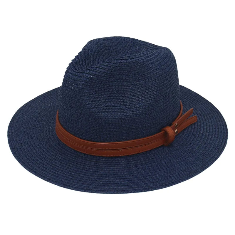 Sombrero de paja de verano, sombrero Panamá, sombrero de paja tejido, regalo, sombrero de jazz transpirable para ocio, sombrero de paja de estilo europeo y americano, gorra de playa.