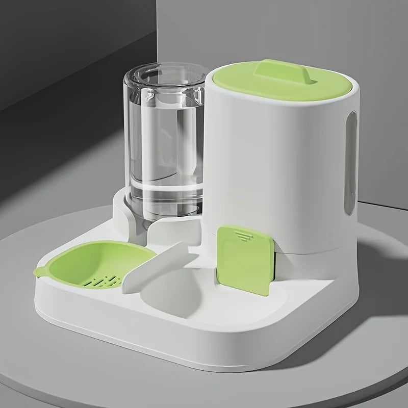 Dispensador de agua y comedero automático por gravedad para gatos, 1 unidad - Diseño de una sola pieza, gran capacidad y a prueba de derrames