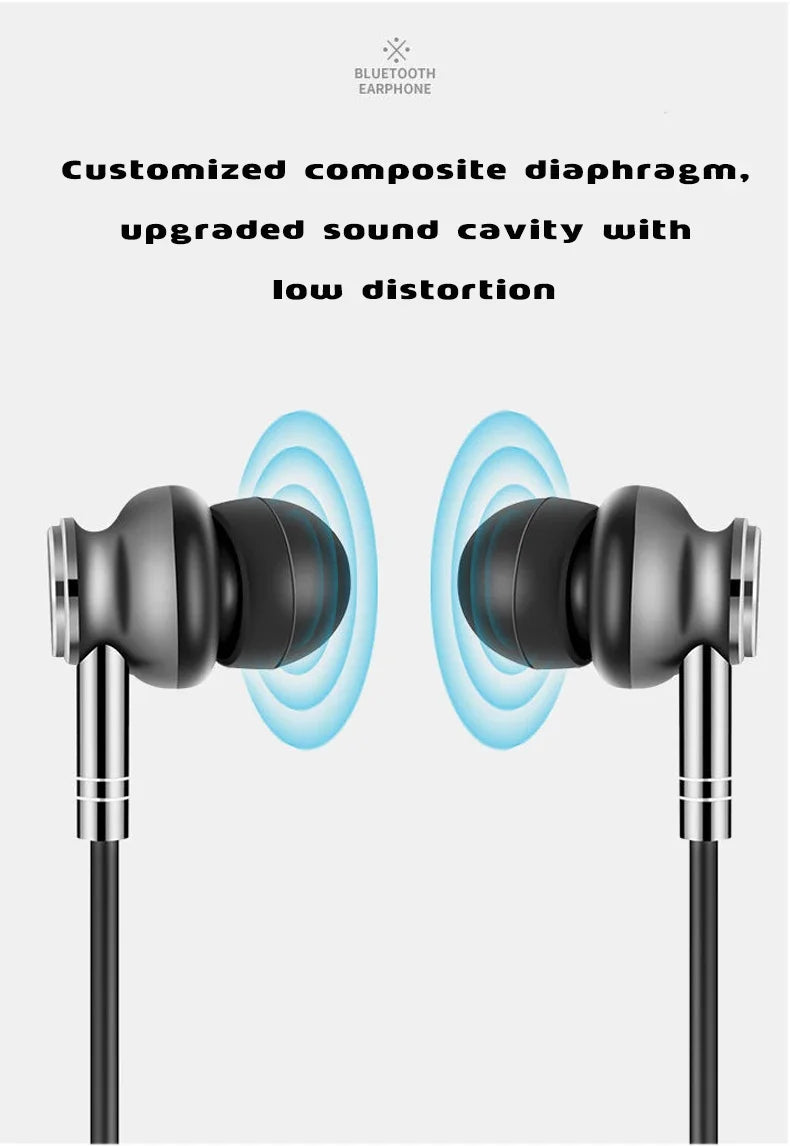 Wireless Headphones Bluetooth Neckband Earphones Big Battery Sport Running TWS Earbuds Waterproof Bluetooth5.2 Headset With Mic