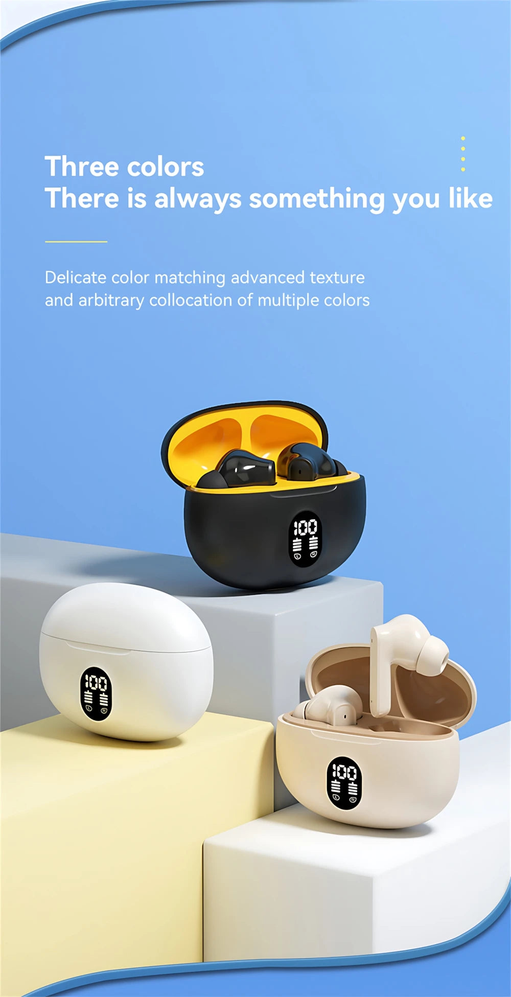Wireless Bluetooth Headphones Built-in HD Mic Noise Isolation Large Battery for Extended Playtime Ideal for Calls Daily Music