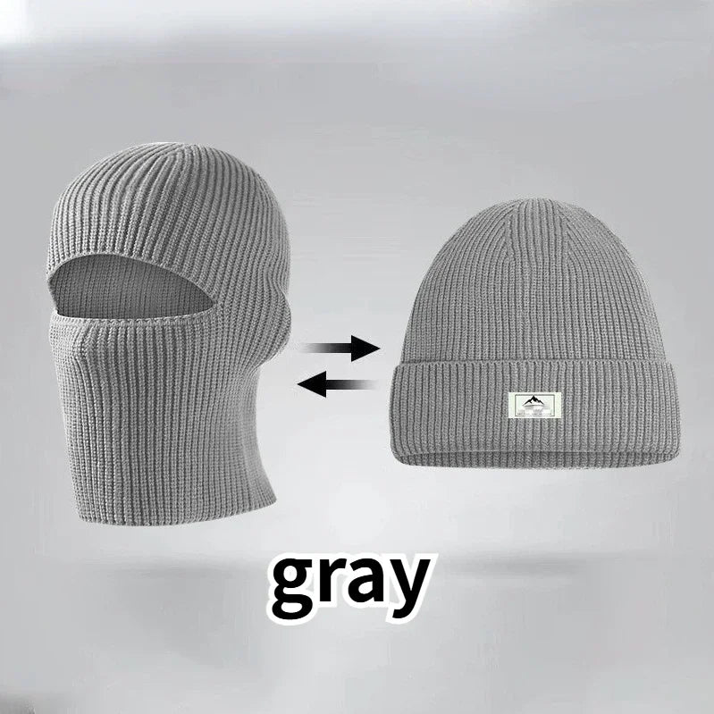Gorro pasamontañas de punto 2 en 1 para invierno, cálido, cortavientos, de cobertura total, táctico, para esquí, ciclismo y orejeras.