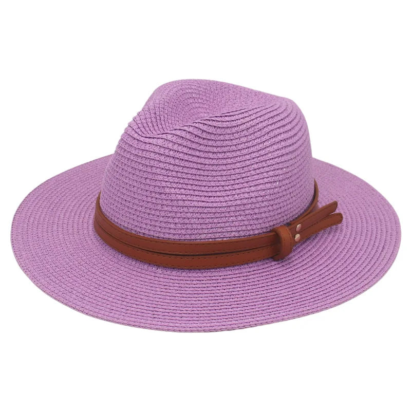 Sombrero de paja de verano, sombrero Panamá, sombrero de paja tejido, regalo, sombrero de jazz transpirable para ocio, sombrero de paja de estilo europeo y americano, gorra de playa.