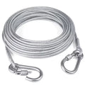 Correa de cable de acero inoxidable para perros de dos cabezas, resistente al óxido con hebilla de metal, cuerda de tracción duradera para entrenamiento al aire libre.