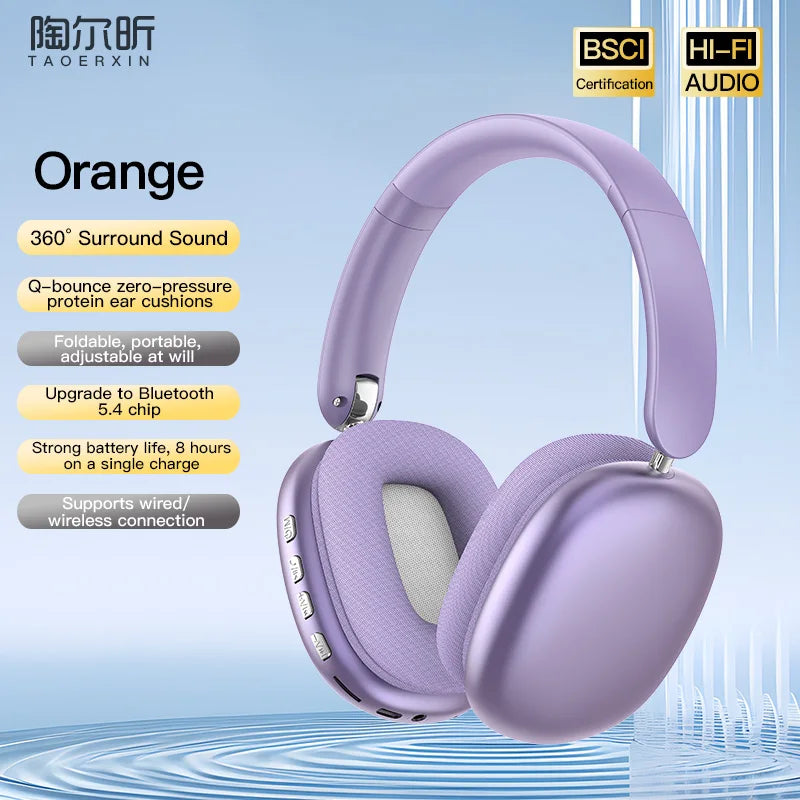 Bluetooth Headphones Over Ear Wireless Headset HiFi Music Gaming Comfortable Mic for iPhone Android PC Travel Sports Gift Unisex