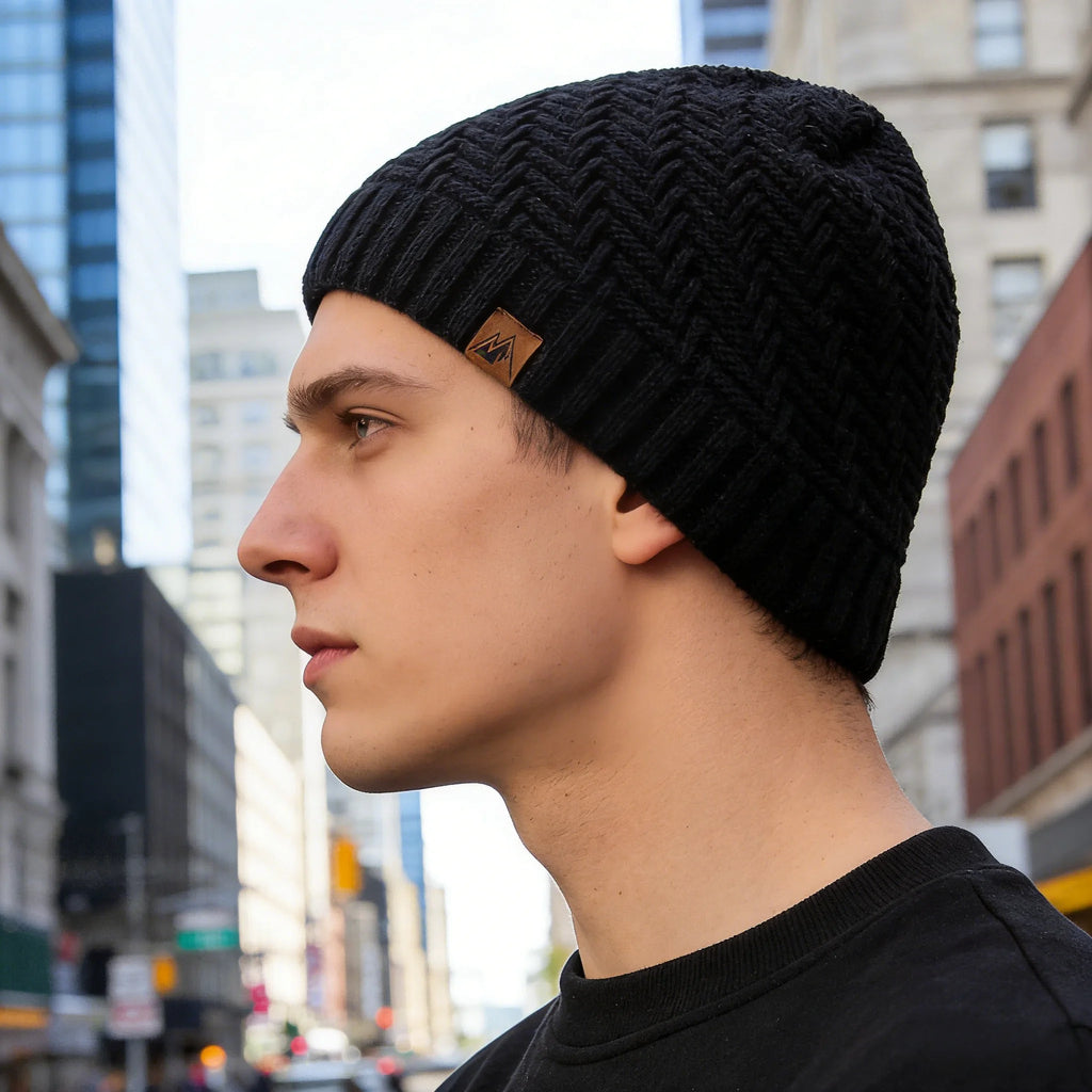Gorro de invierno unisex con etiqueta, gorro de punto de moda para hombres y mujeres, gorro tipo beanie, gorro deportivo cálido con forro de felpa para exteriores