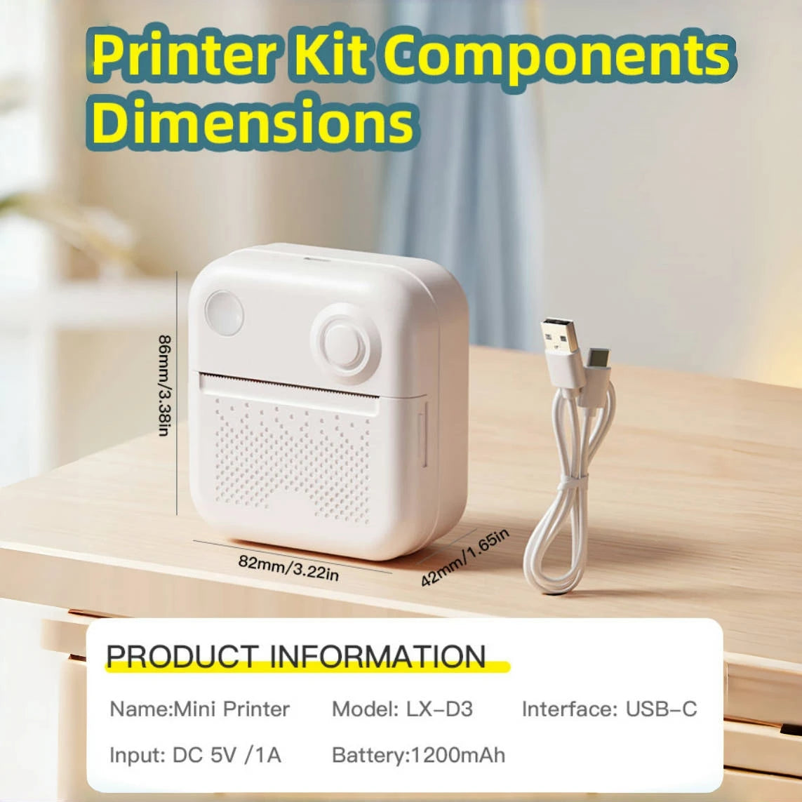 Papel adhesivo térmico para impresora portátil Dolewa D3, minipresora de etiquetas, impresora para imprimir errores y fotos.