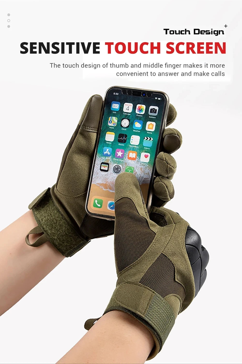 Touch Screen Motorcycle Gloves  Spring Summer Breathable Full Finger Motorbike Riding Moto Gloves for Motocross