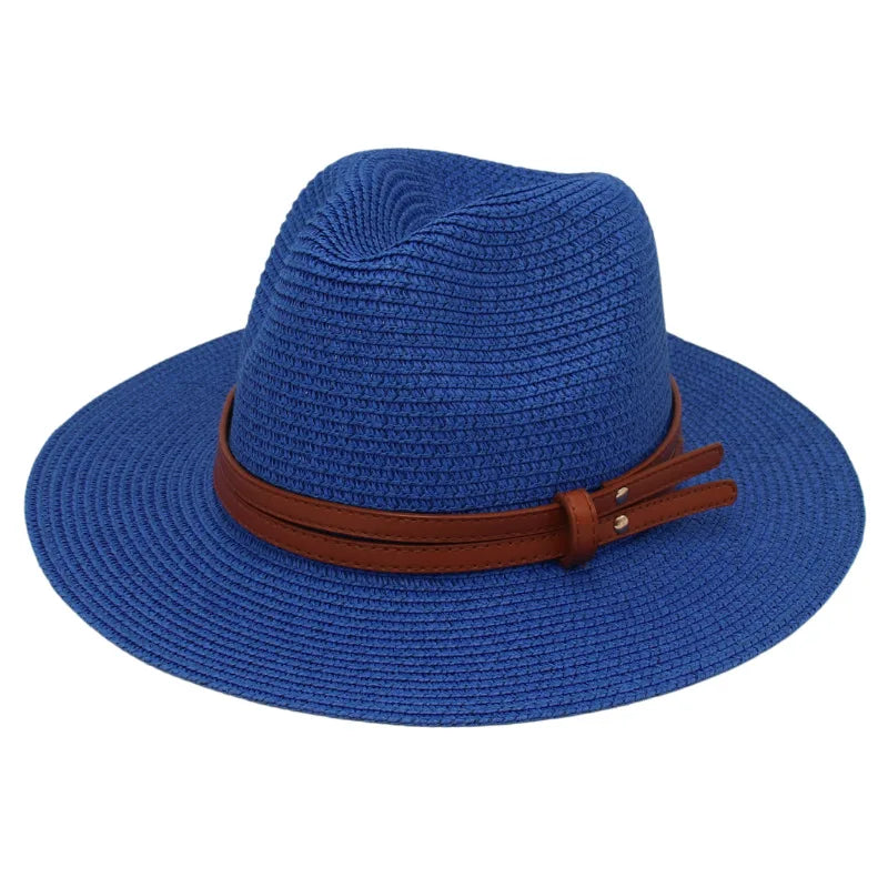 Sombrero de paja de verano, sombrero Panamá, sombrero de paja tejido, regalo, sombrero de jazz transpirable para ocio, sombrero de paja de estilo europeo y americano, gorra de playa.