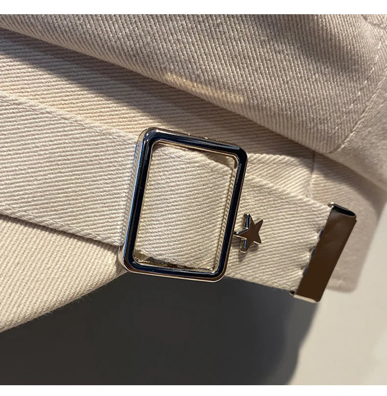Boina feminina preta com estrela, chapéu de outono e inverno, estilo retrô britânico, moda nova, estilo militar marítimo, boné coreano, chapéu para mães.